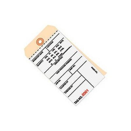 BOX PACKAGING 2 Part Carbonless Inventory Tags, 9500-9999, Pre Wired, #8, 6-1/4"L x 3-1/8"W, 500/Pack G15203